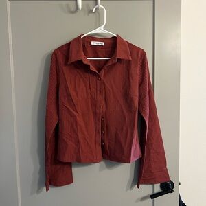 Princess Polly Red Anni Pinstripe Shirt